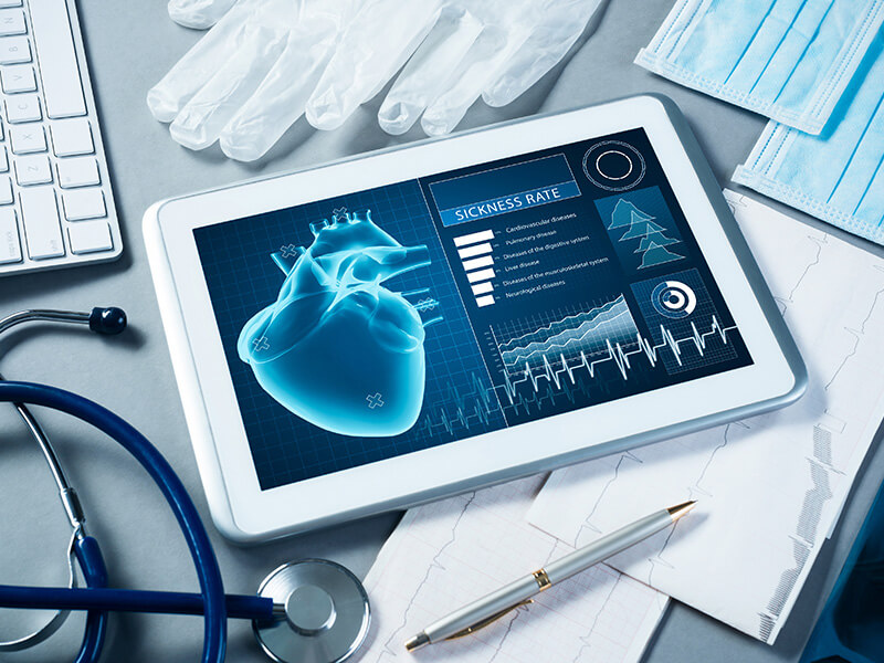 Tablet mit digitaler Anwendung für Patientenversorgung und Beschaffungsmanagement